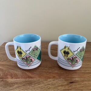 Vintage Arizona Mugs Set of 2 Ceramic Desert Plants Cactus Cacti Retro Western